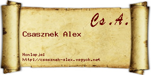 Csasznek Alex névjegykártya